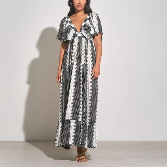 Elan Open Back Ruffle Sleeve Maxi Dress Size Small - New with Tags - Picture 3 of 5